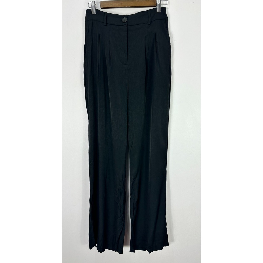 Princess Polly Wide Leg Trousers Womens 6 Black High Waisted Pleated Dress Pants